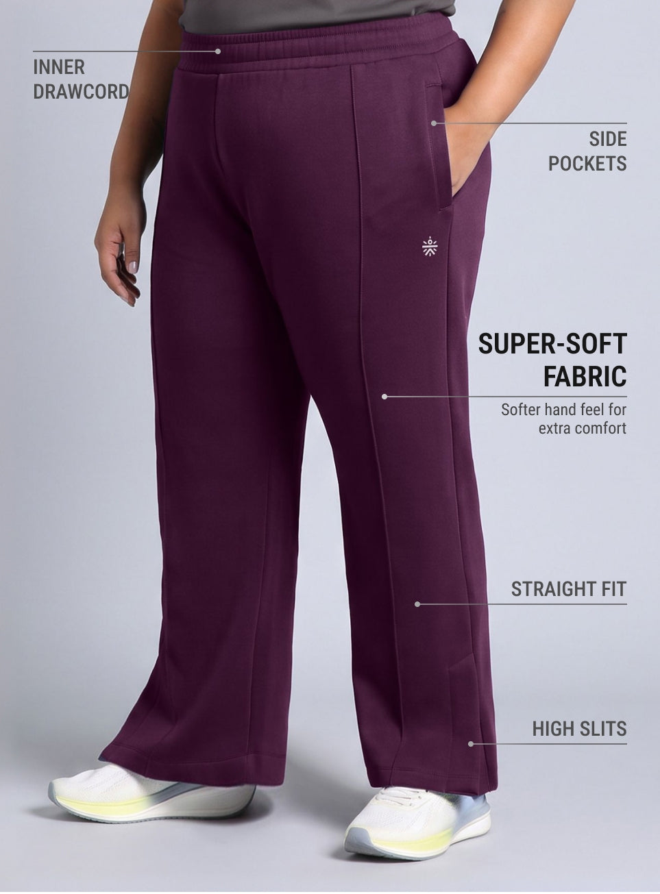 Women's Pink Plus Size Everyday Cotton Trackpants