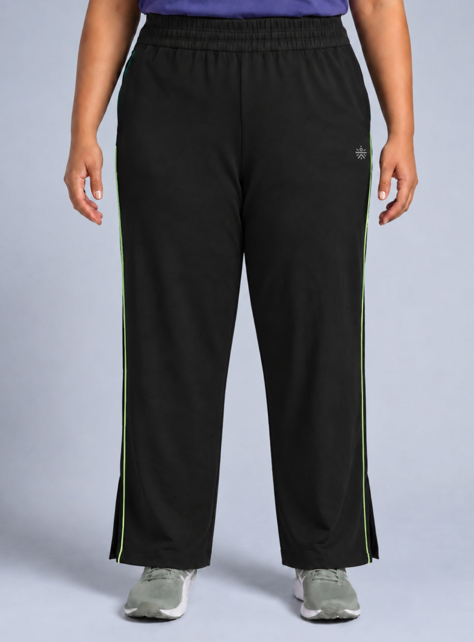 Women's Black Plus Size Straight Trackpants