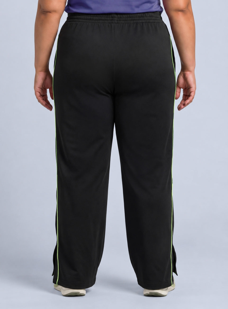 Women's Black Plus Size Straight Trackpants