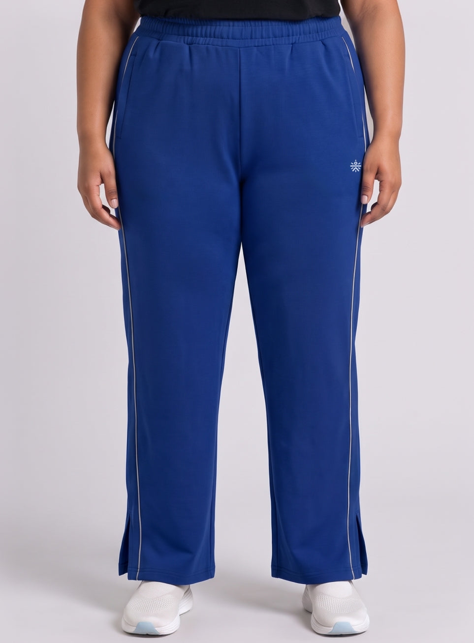Women's Blue Plus Size Straight Trackpants
