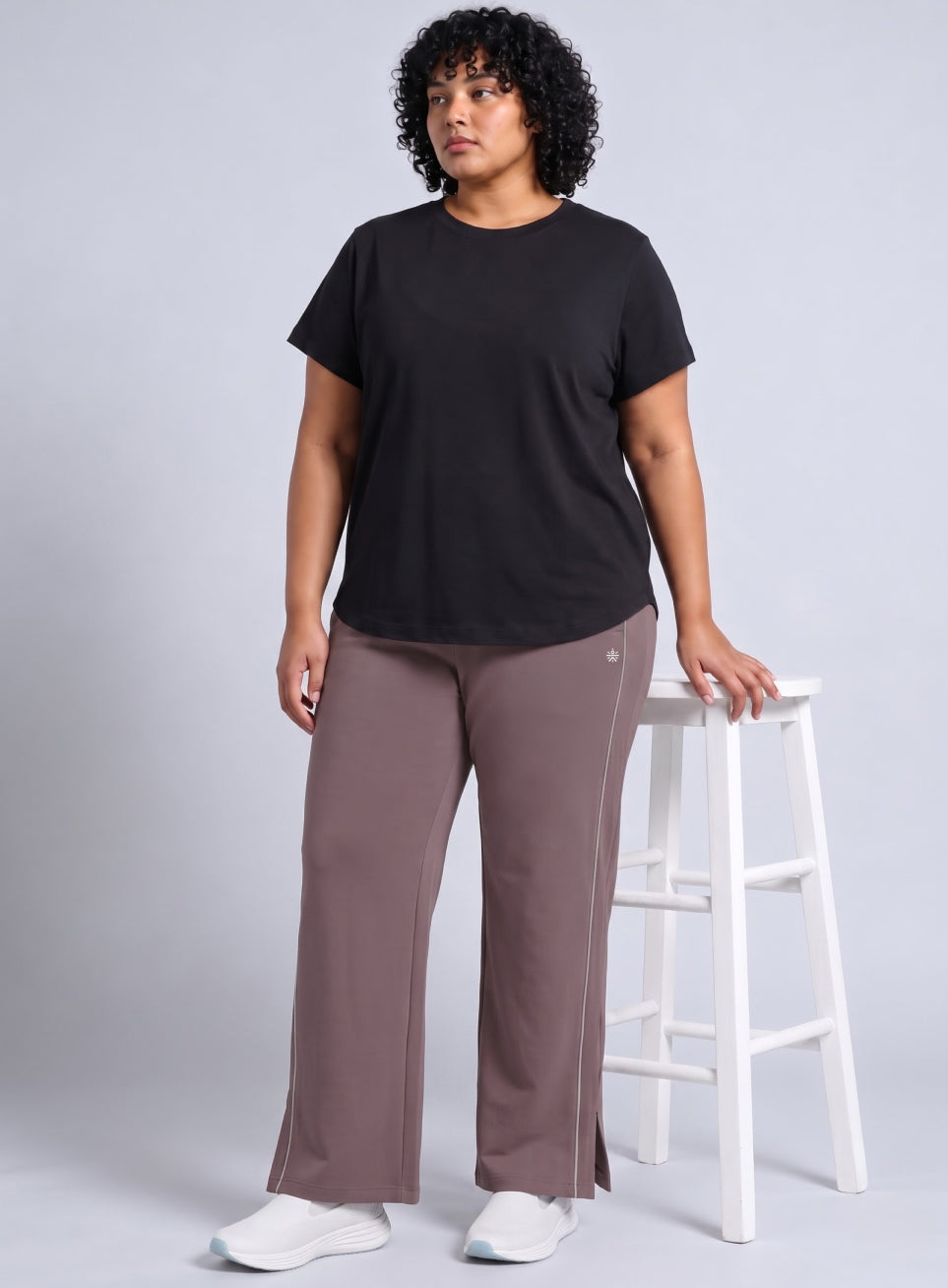 Women's Lavender Plus Size Straight Trackpants