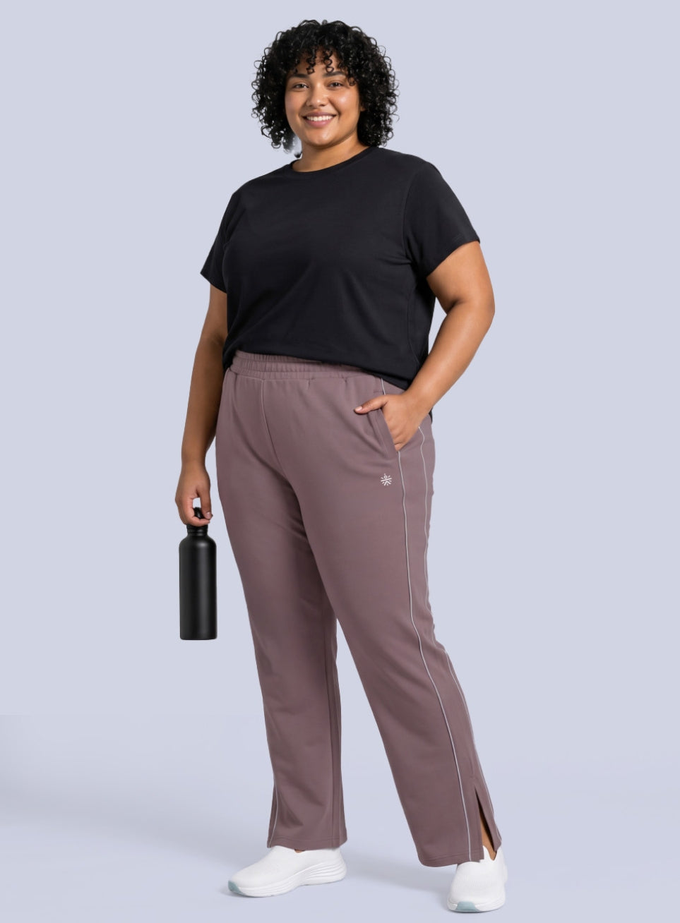 Women's Lavender Plus Size Straight Trackpants