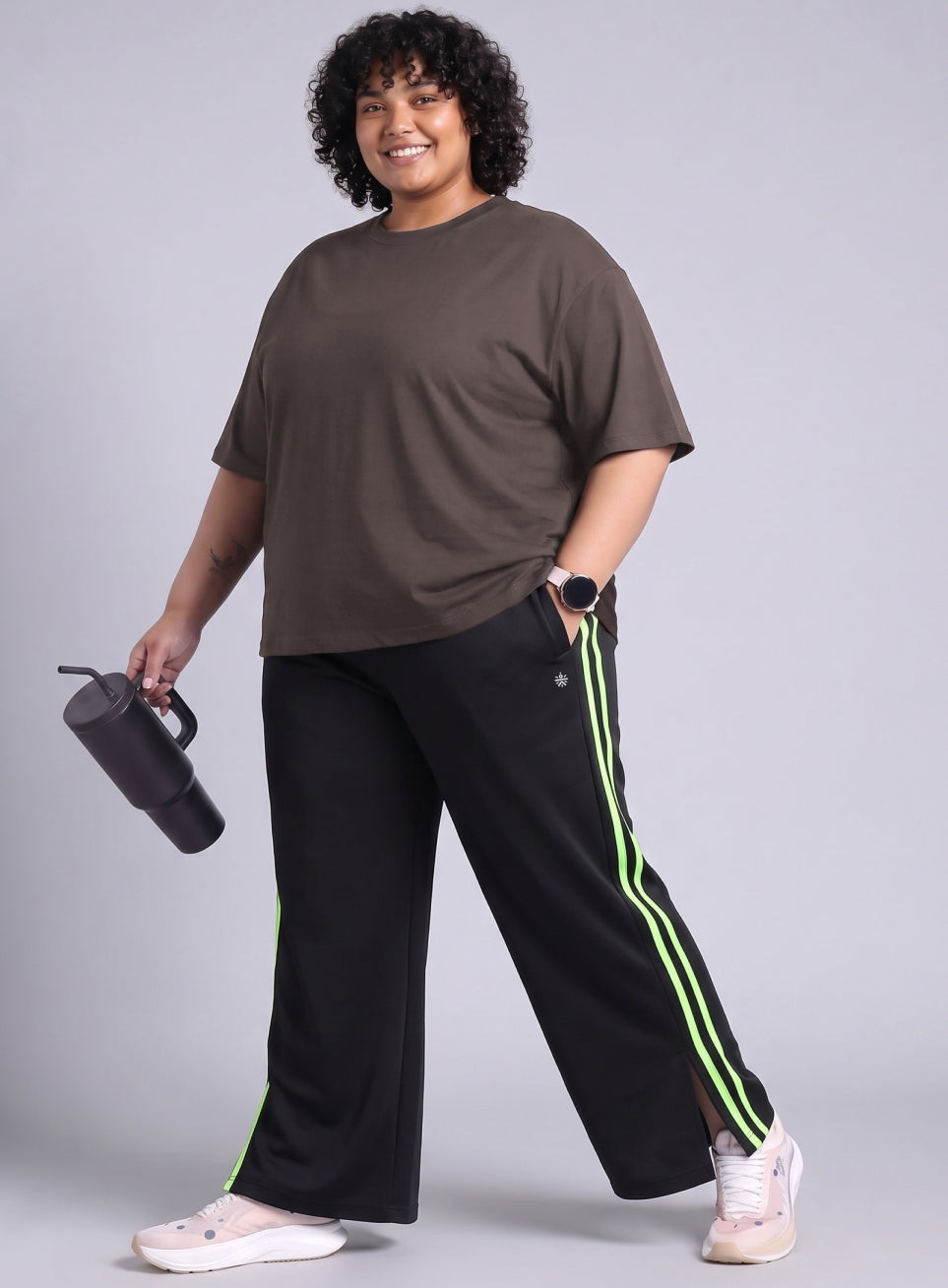 Women's Black Plus Size Elevated Athleisure Trackpants