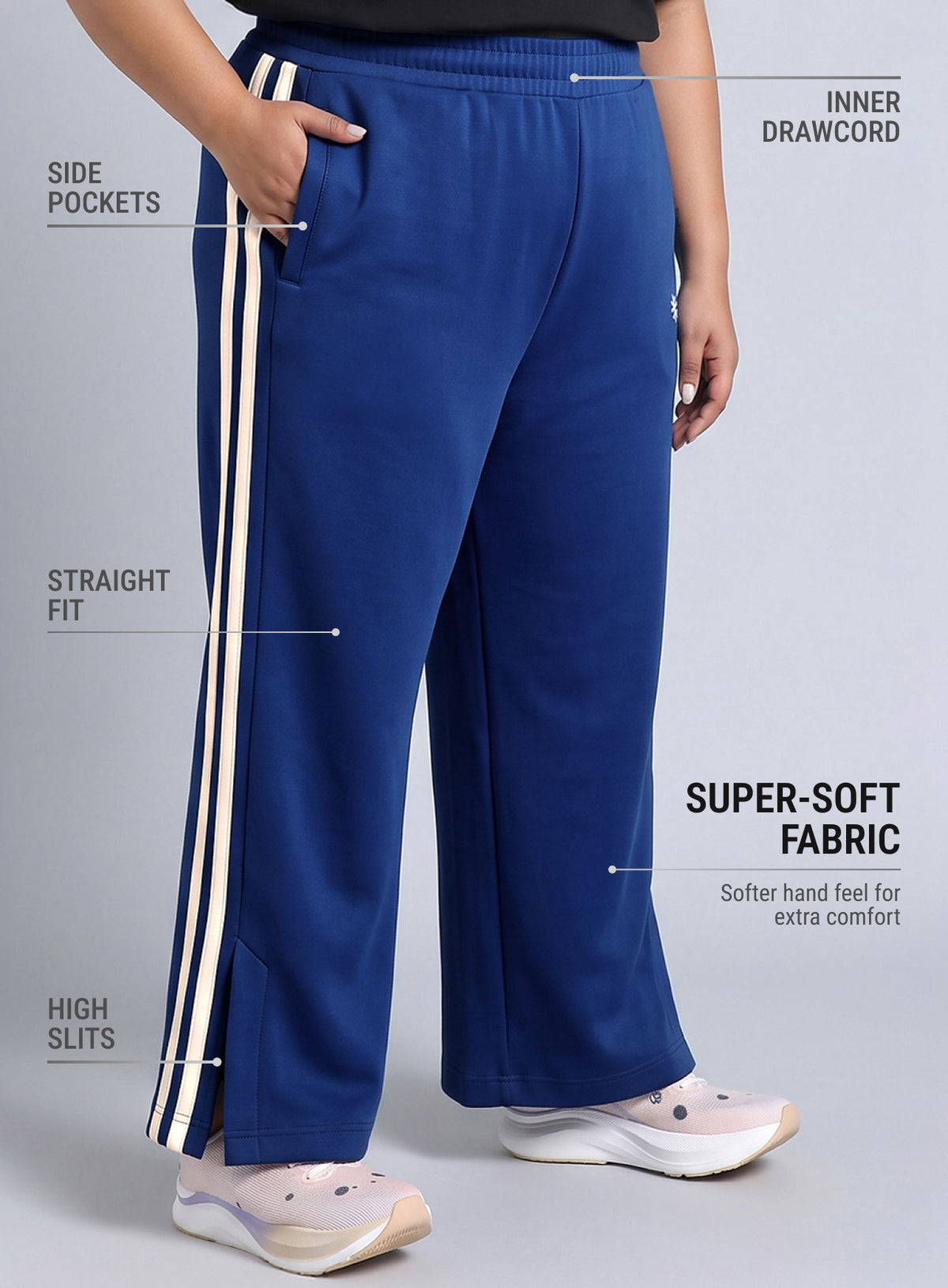 Women's Blue Plus Size Elevated Athleisure Trackpants