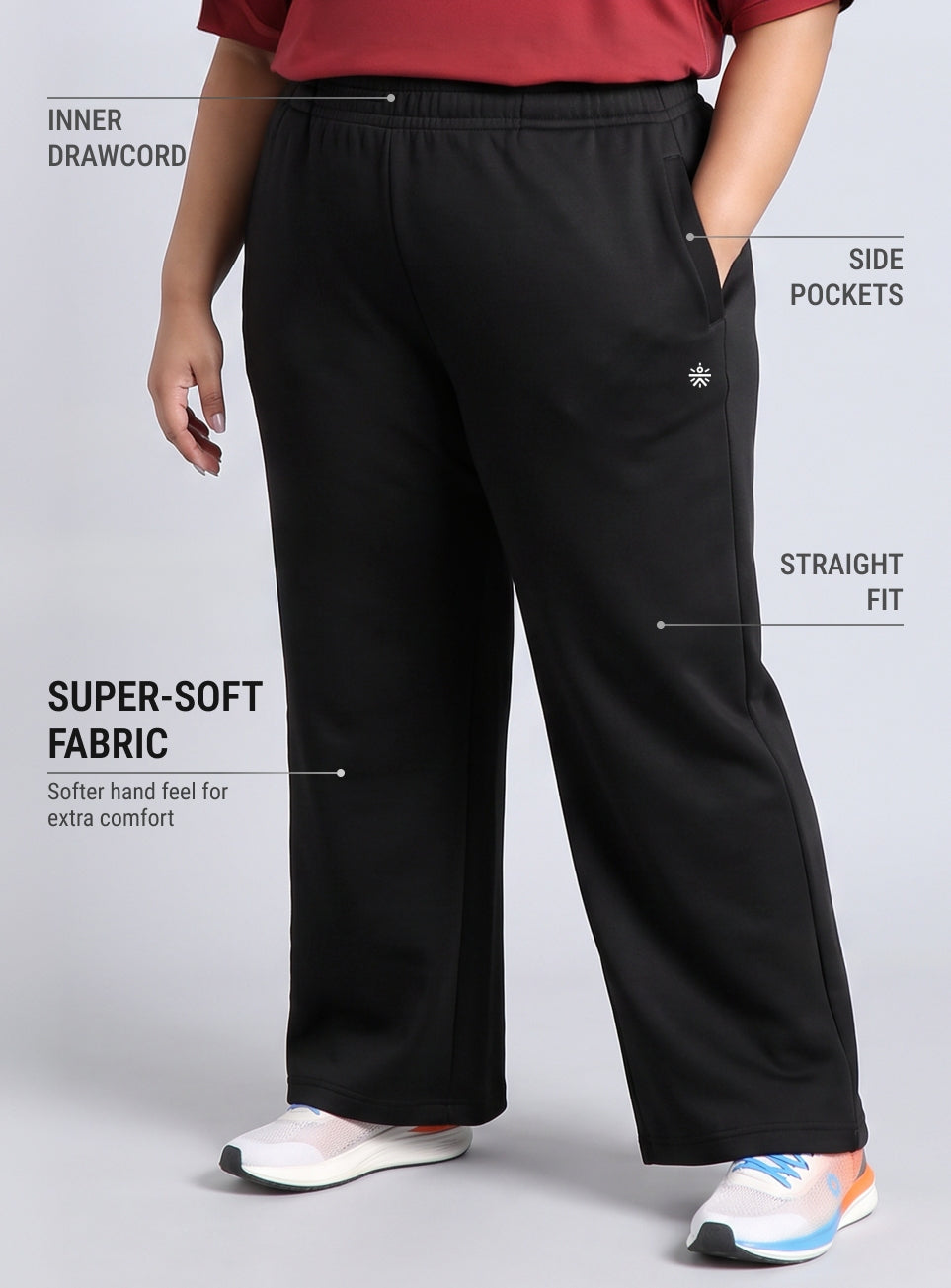 Women's Black Plus Size Athleisure Trackpants