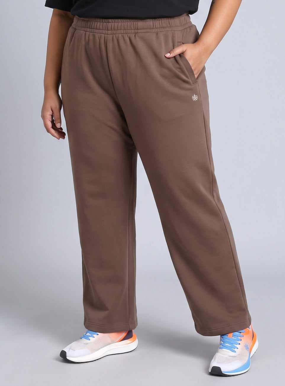 Women's Brown Plus Size Athleisure Trackpants