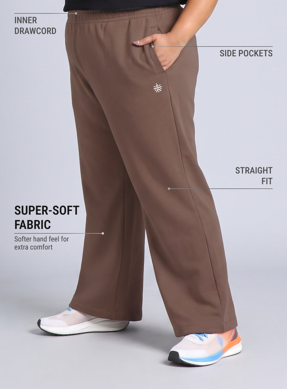 Women's Brown Plus Size Athleisure Trackpants