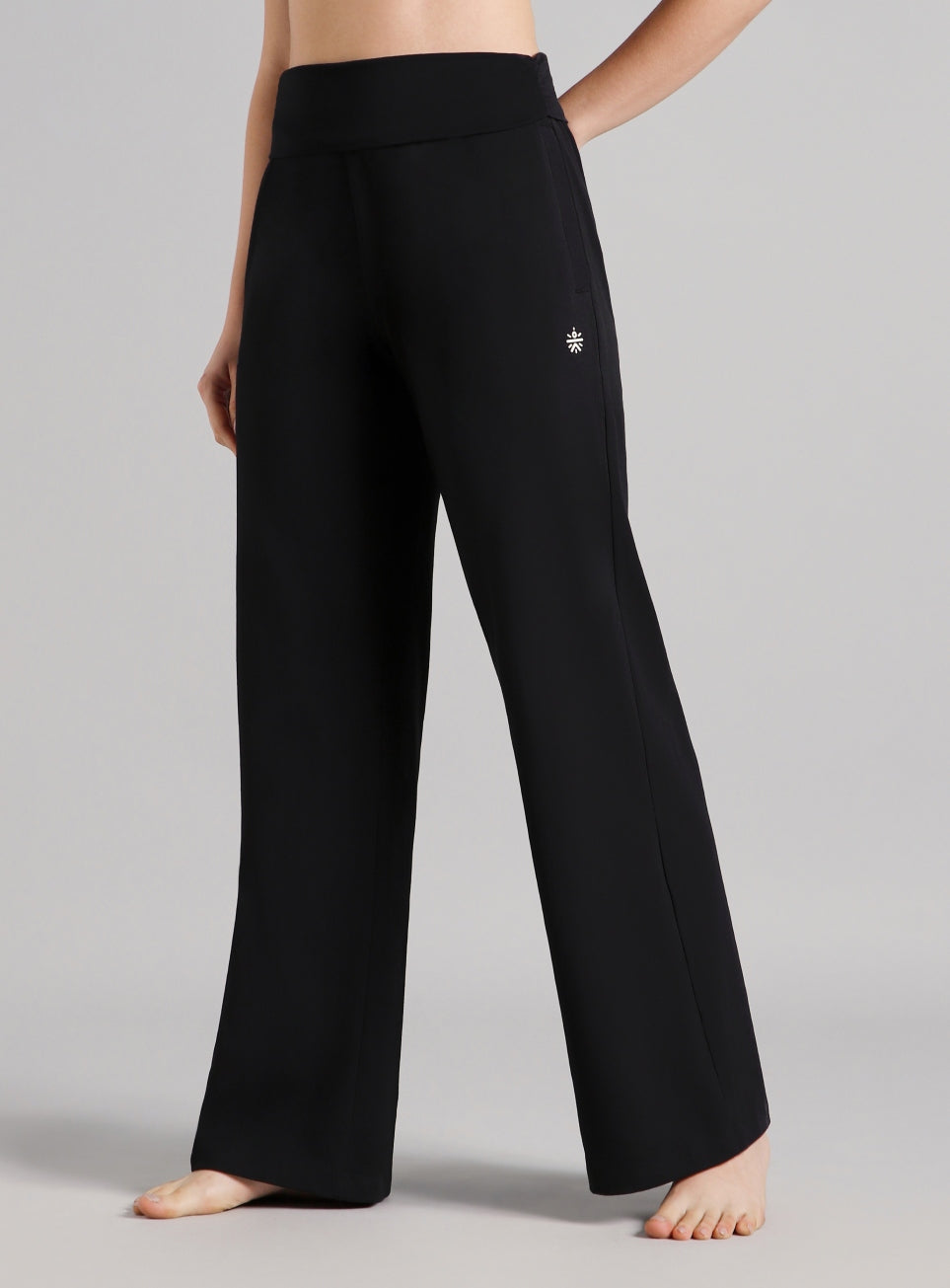 Women's Black Flow Form Yoga Wde Leg Pants