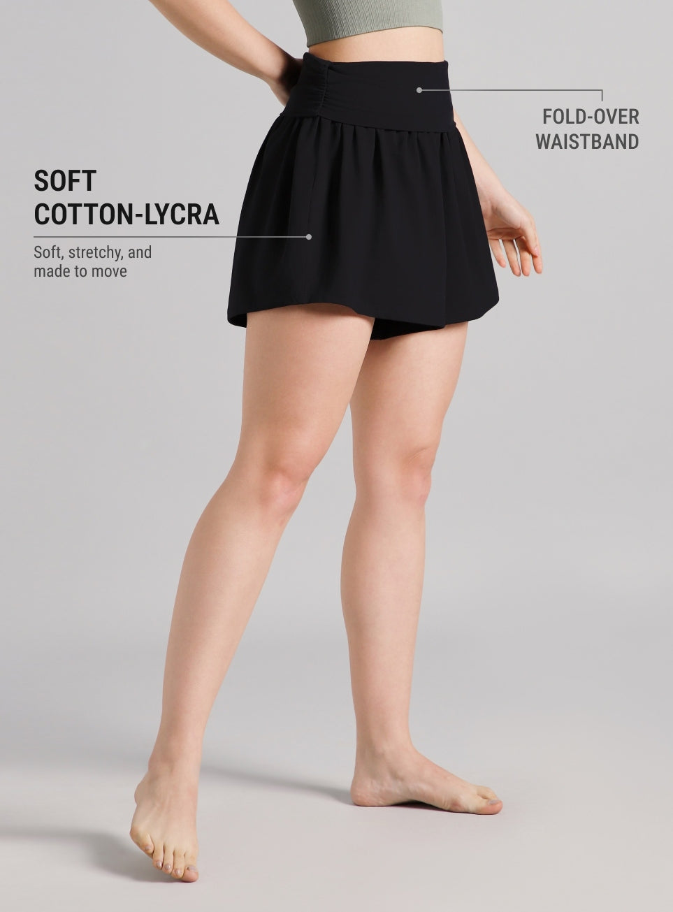 Women's Black Flow Form Yoga Shorts