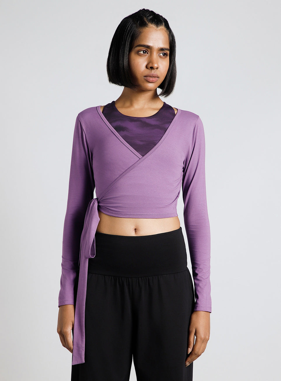 Women's Purple Back Wrap Around Flow Yoga Tank