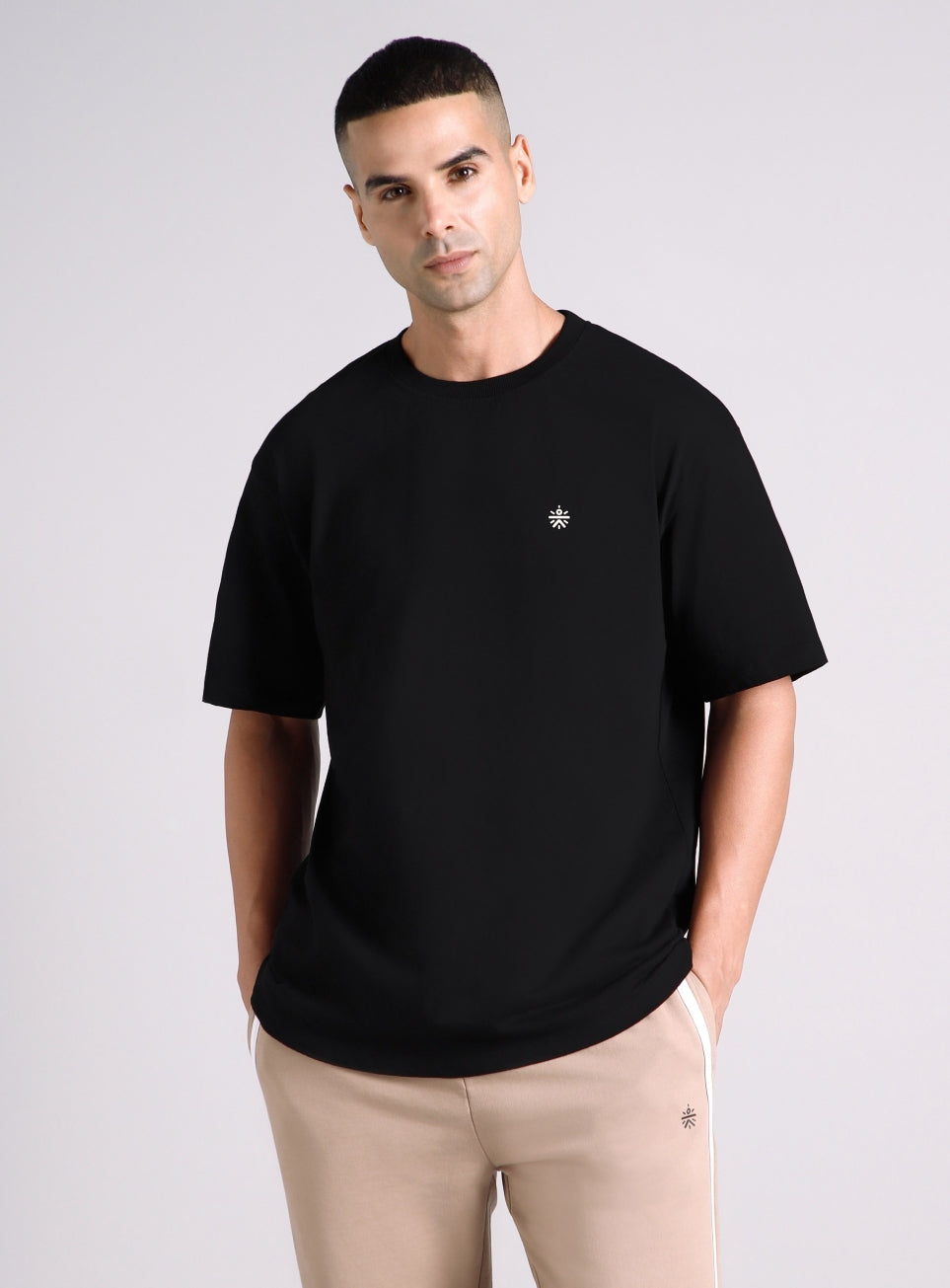 Men's Black Built-In Motion Graphic Oversized T-shirt