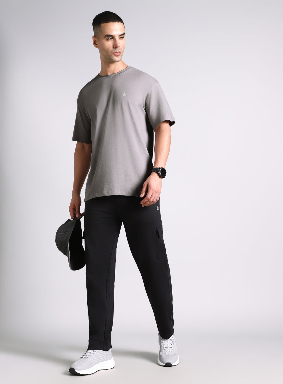 Men's Grey Built-In Motion Graphic Oversized T-shirt