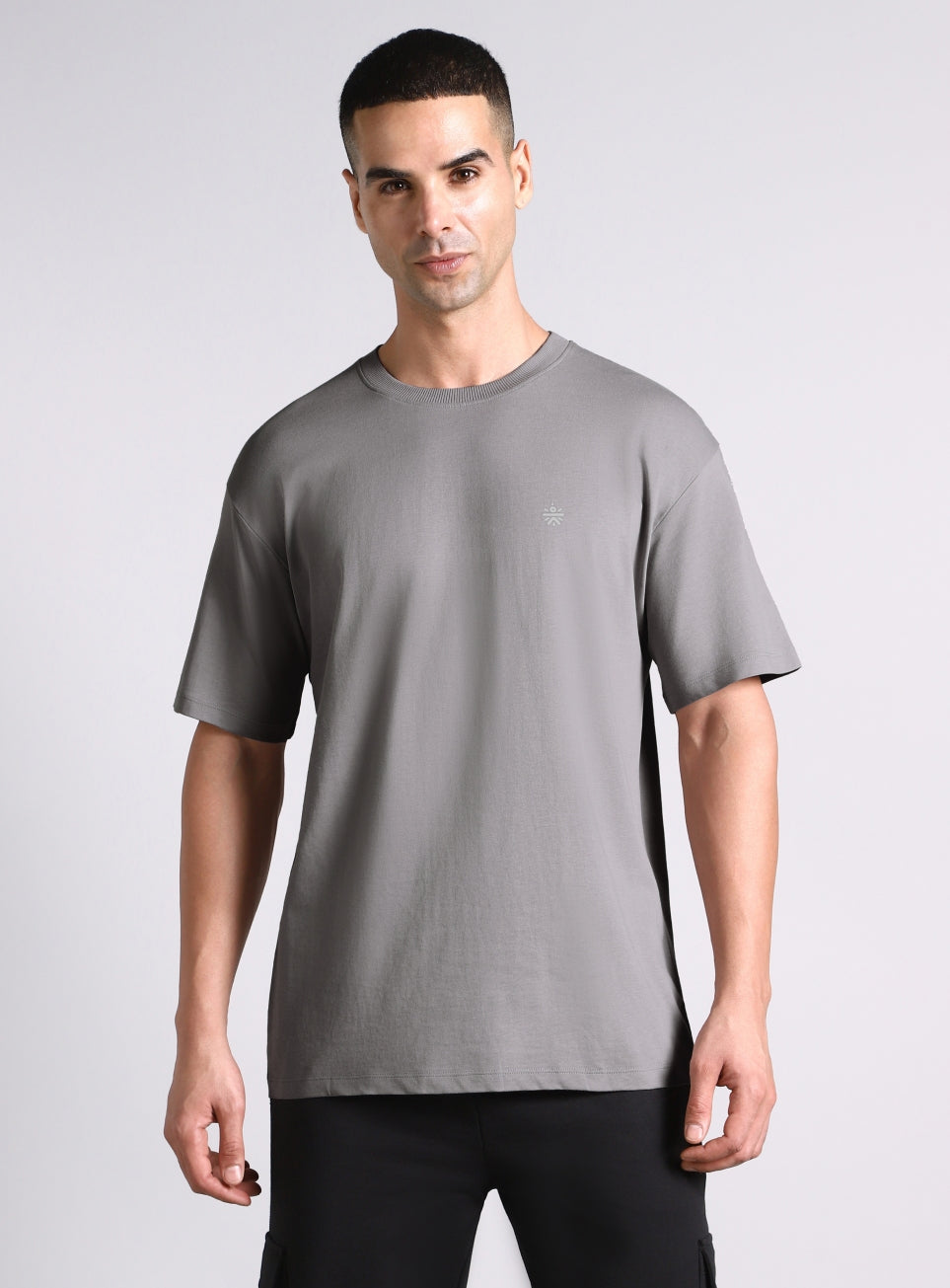 Men's Grey Built-In Motion Graphic Oversized T-shirt