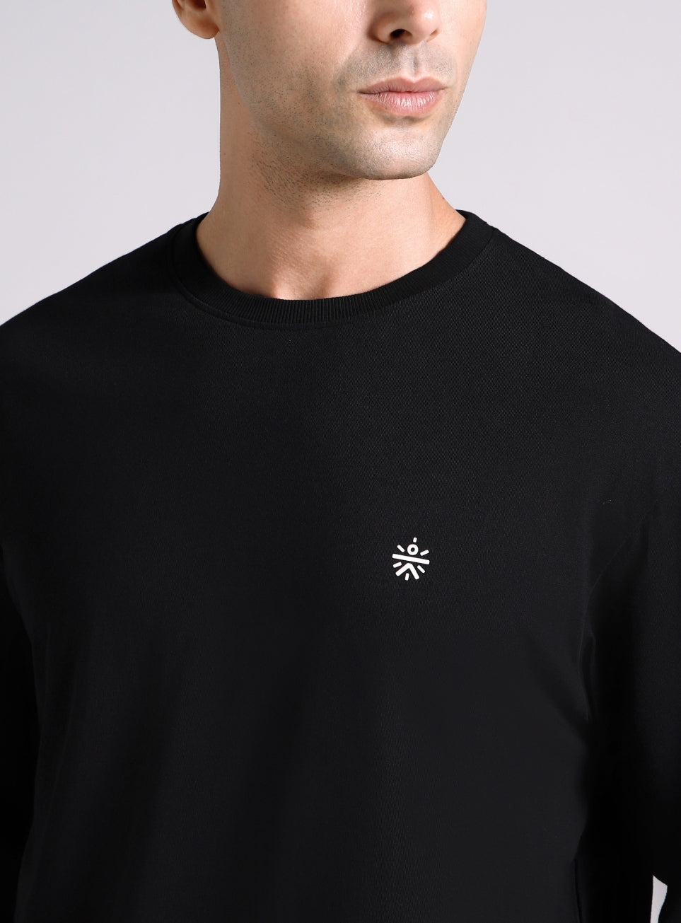 Men's Black V-Man Relaxed Fit Full Sleeve T-shirt