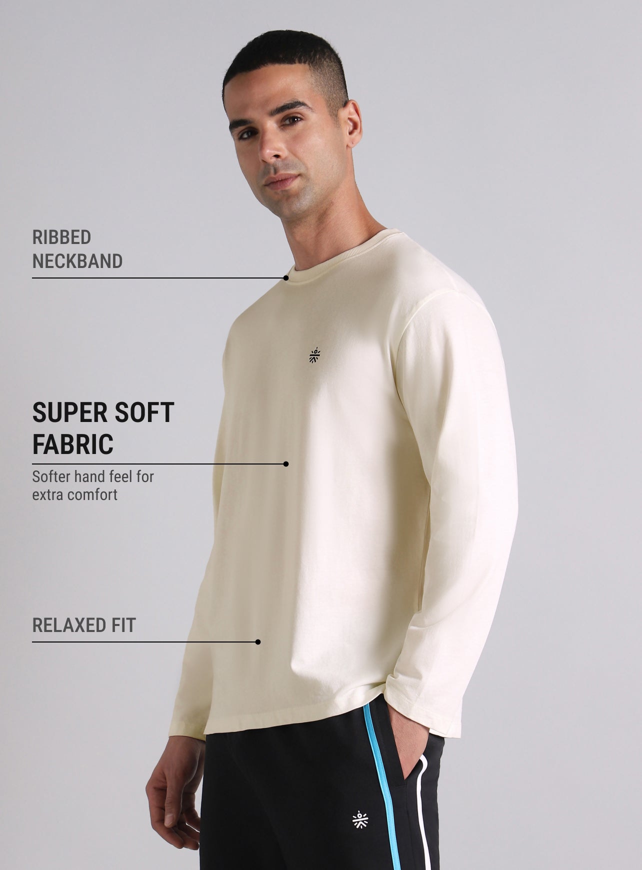 Men's Off-White V-man Relaxed Fit Full Sleeve T-shirt