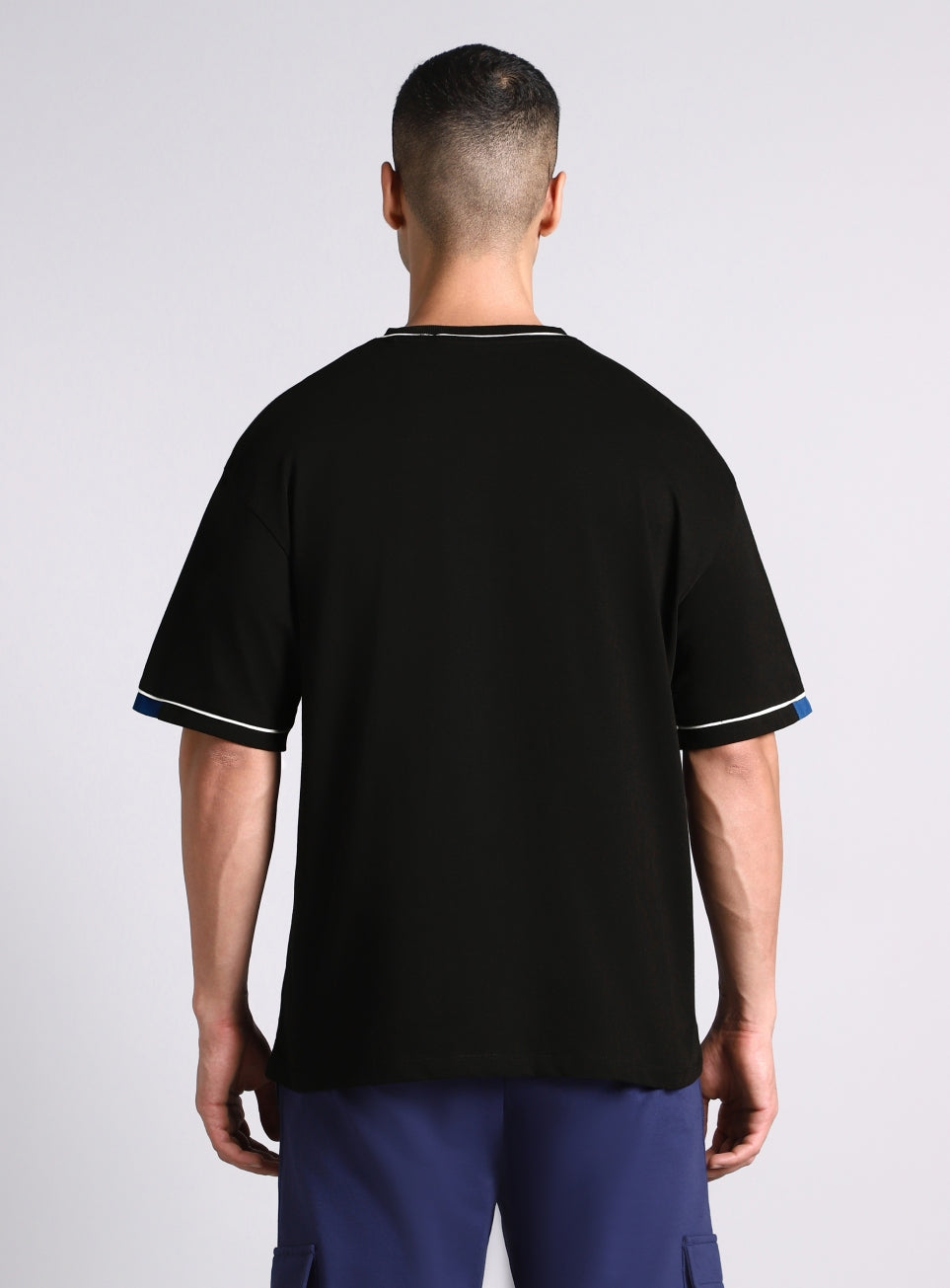 Men's Black V-Man Relaxed Fit Graphic T-shirt
