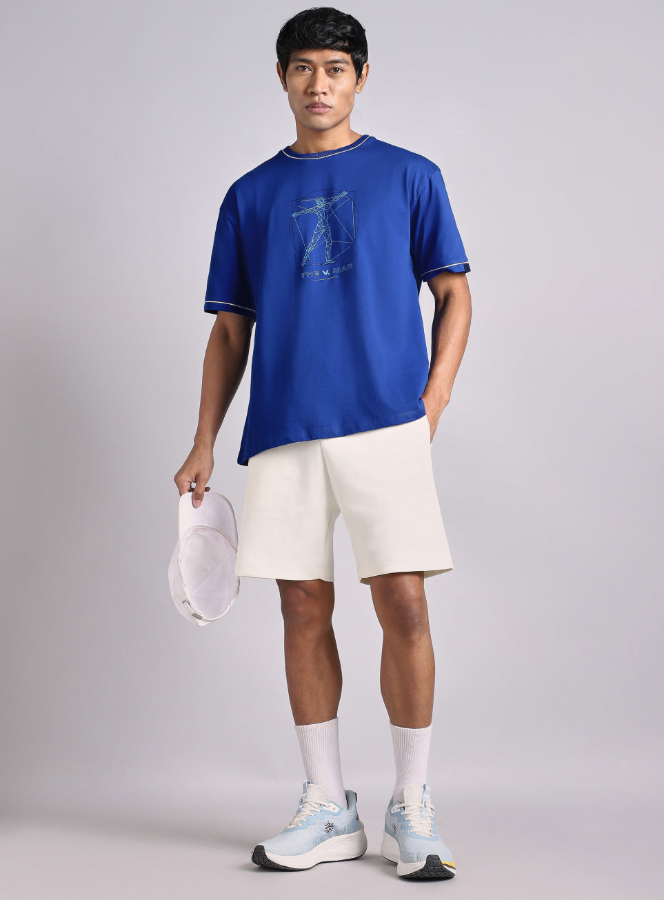 Men's Blue V-Man Relaxed Fit Graphic T-Shirt