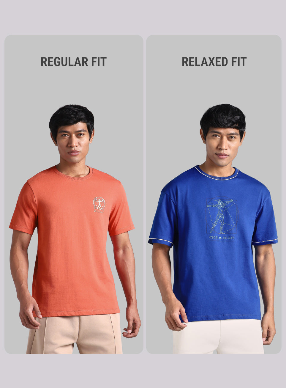 Men's Blue V-Man Relaxed Fit Graphic T-Shirt