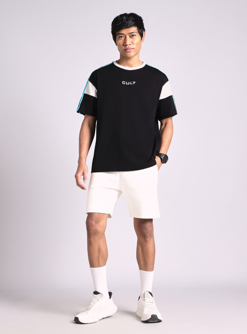 Men's Black Colorblock Panel T-shirt