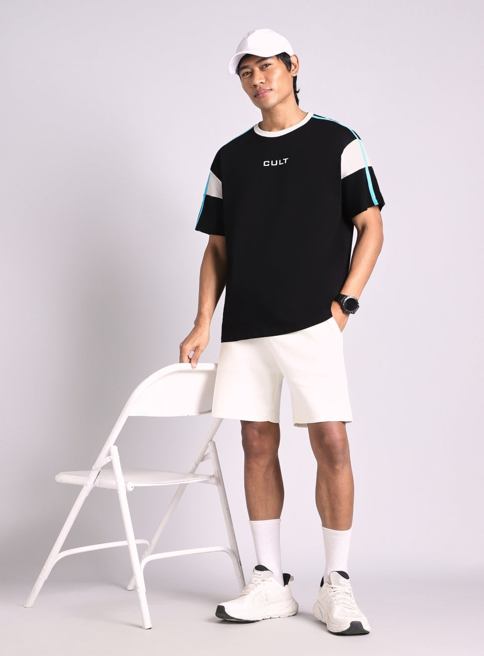 Men's Black Colorblock Panel T-shirt