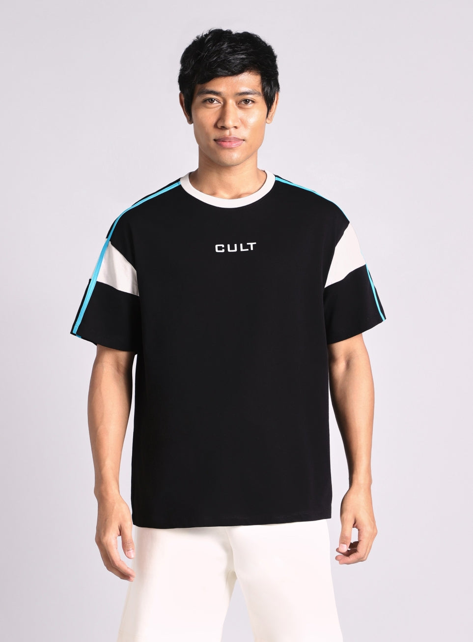 Men's Black Colorblock Panel T-shirt