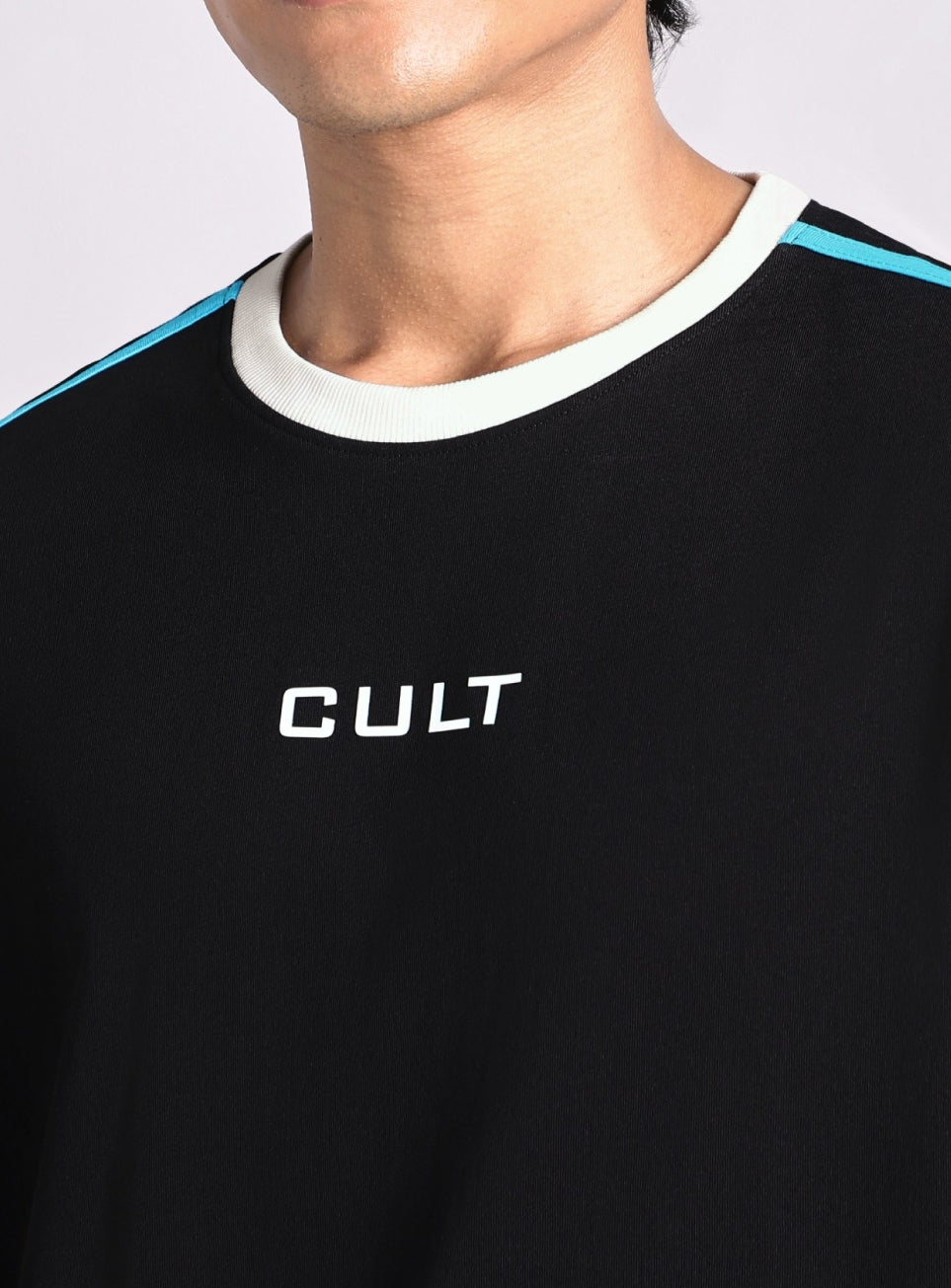 Men's Black Colorblock Panel T-shirt