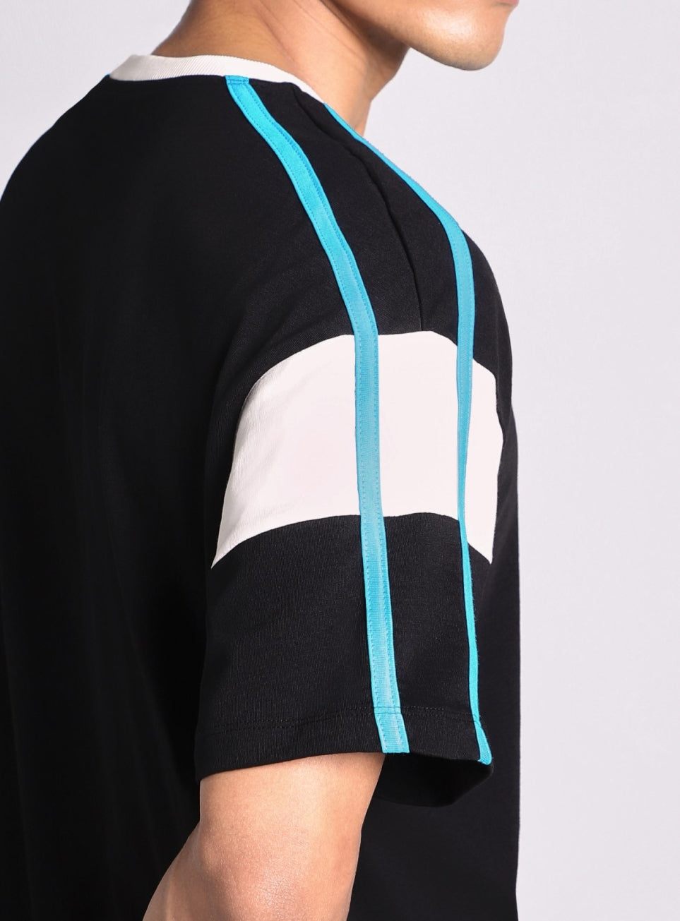Men's Black Colorblock Panel T-shirt