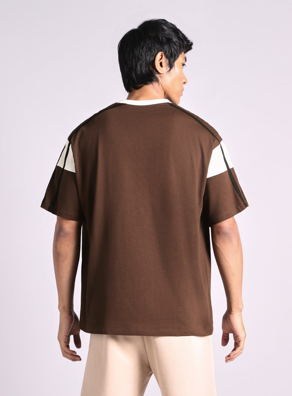 Men's Brown Colorblock Panel T-shirt