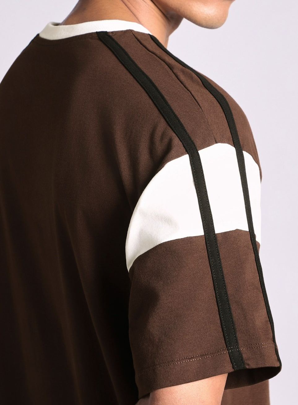 Men's Brown Colorblock Panel T-shirt