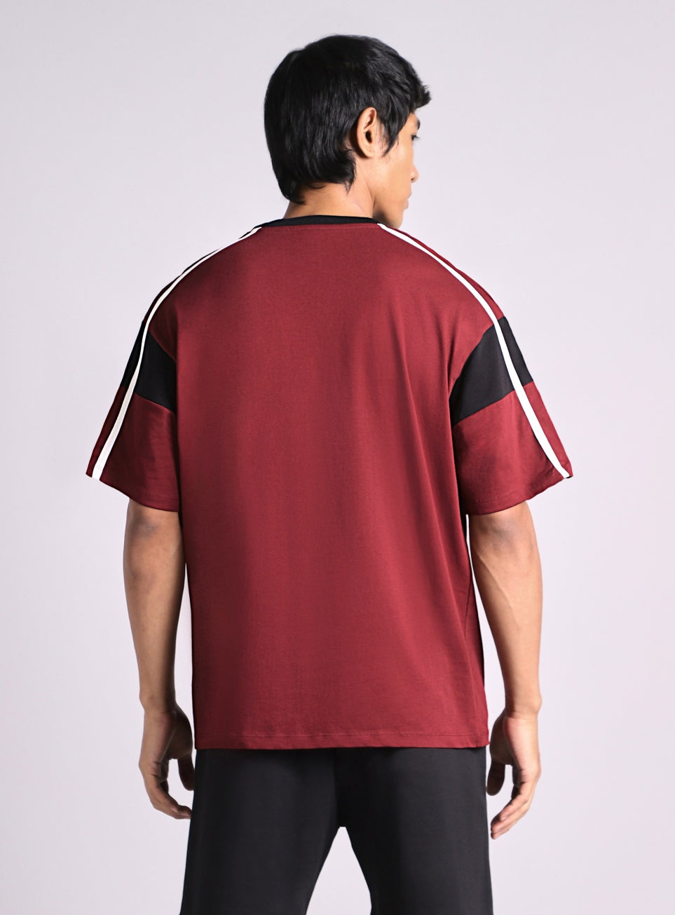 Men's Maroon Colorblock Panel T-shirt