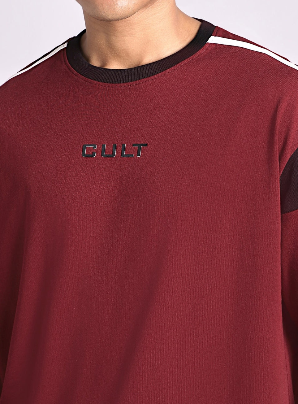 Men's Maroon Colorblock Panel T-shirt
