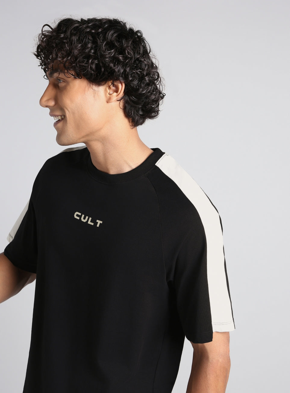 Men's Black V-Man Motion Panel Oversized Fit T-shirt