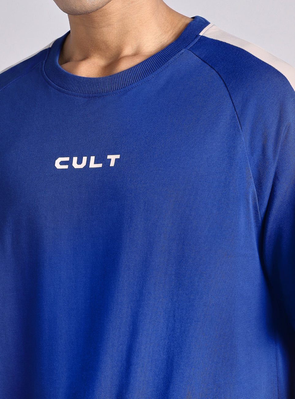 Men's Blue V-man Motion panel Oversized fit T-shirt