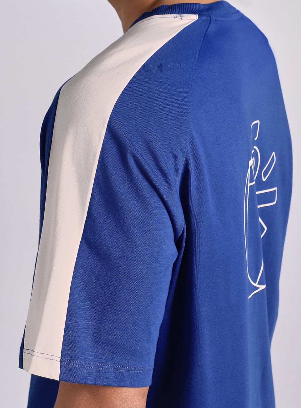 Men's Blue V-man Motion panel Oversized fit T-shirt