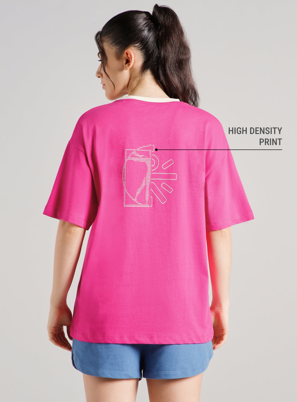 Women's Pink Cult Logomania Print Oversized Fit T-shirt