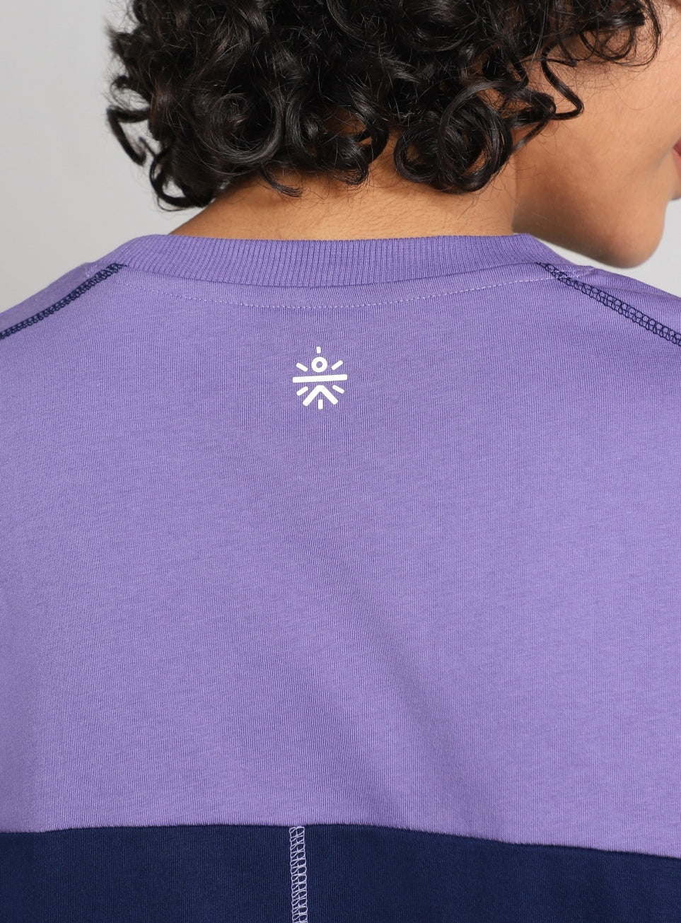 Women's Purple Colourblocked Boxy Fit T-shirt