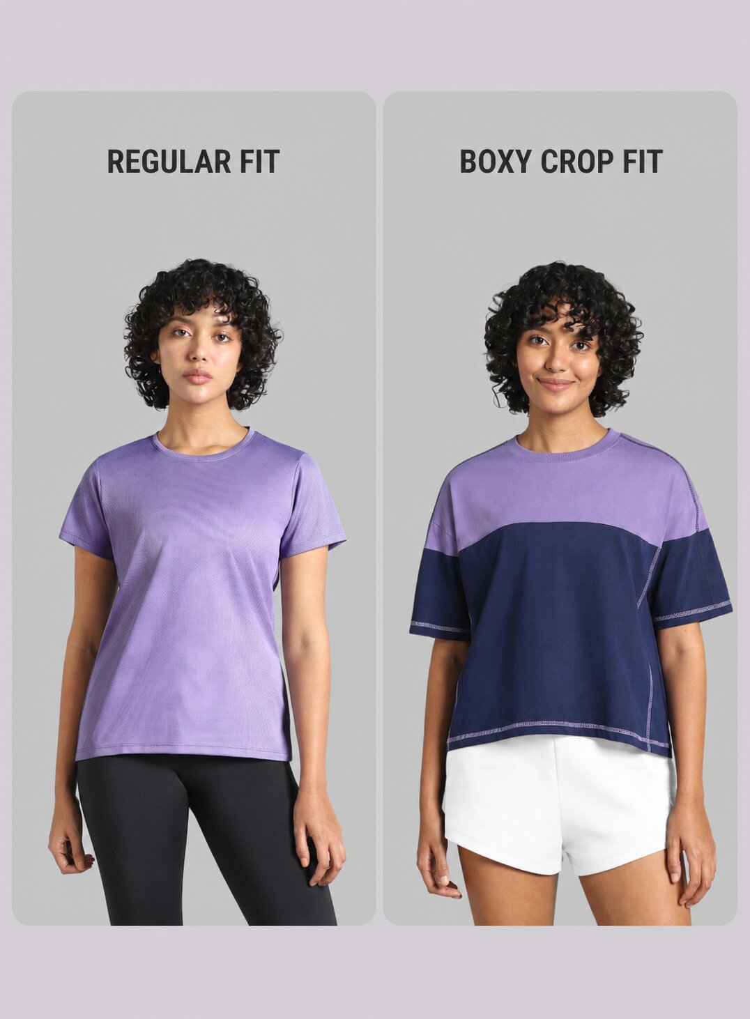 Women's Purple Colourblocked Boxy Fit T-shirt