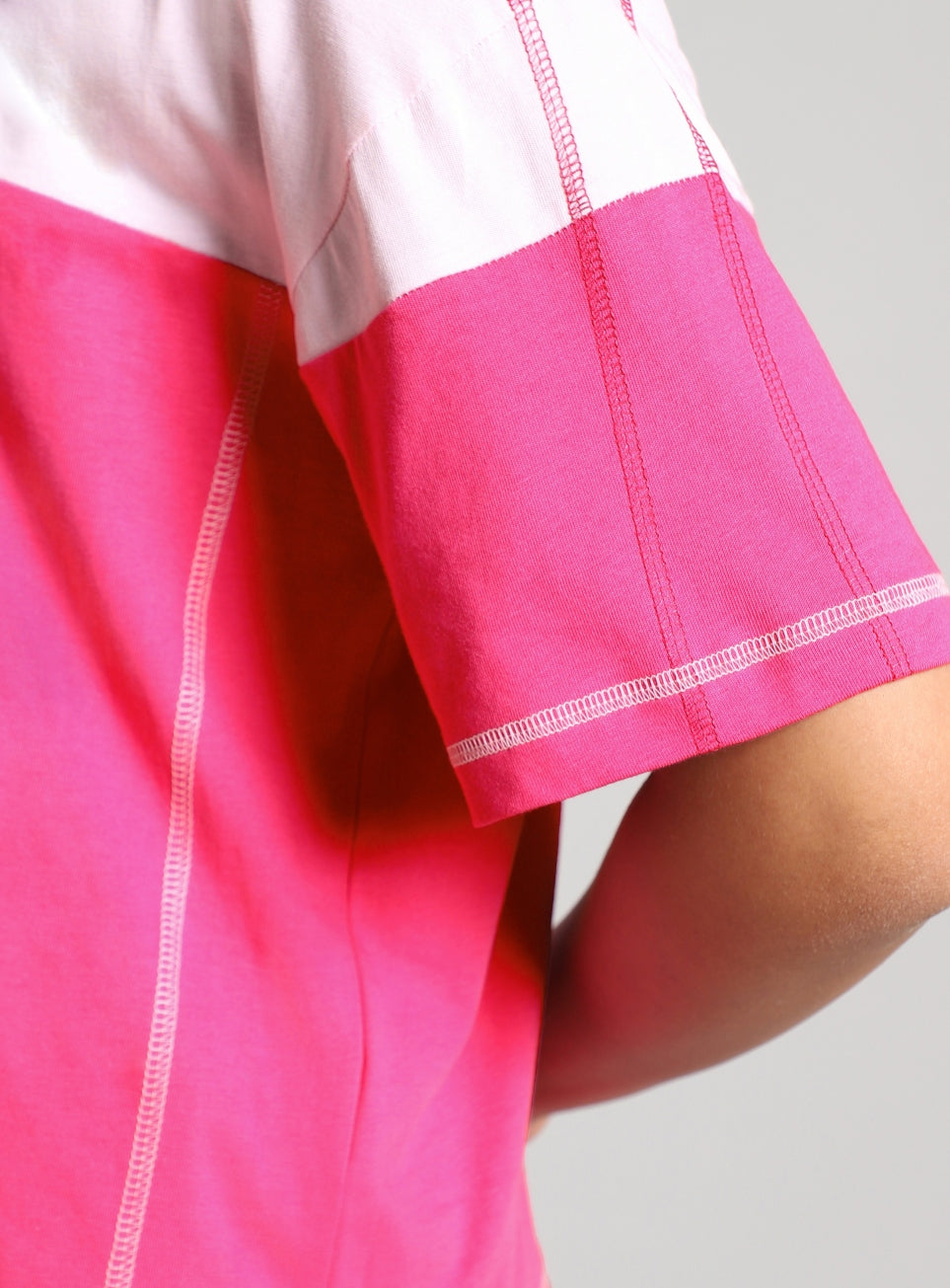 Women's Pink Colourblocked Boxy Fit T-shirt