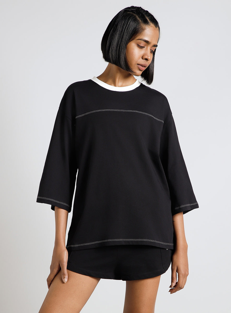 Women's Black Transition Graphic Oversized T-shirt