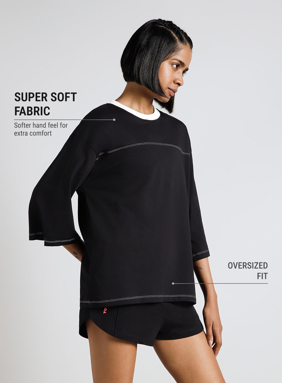 Women's Black Transition Graphic Oversized T-shirt