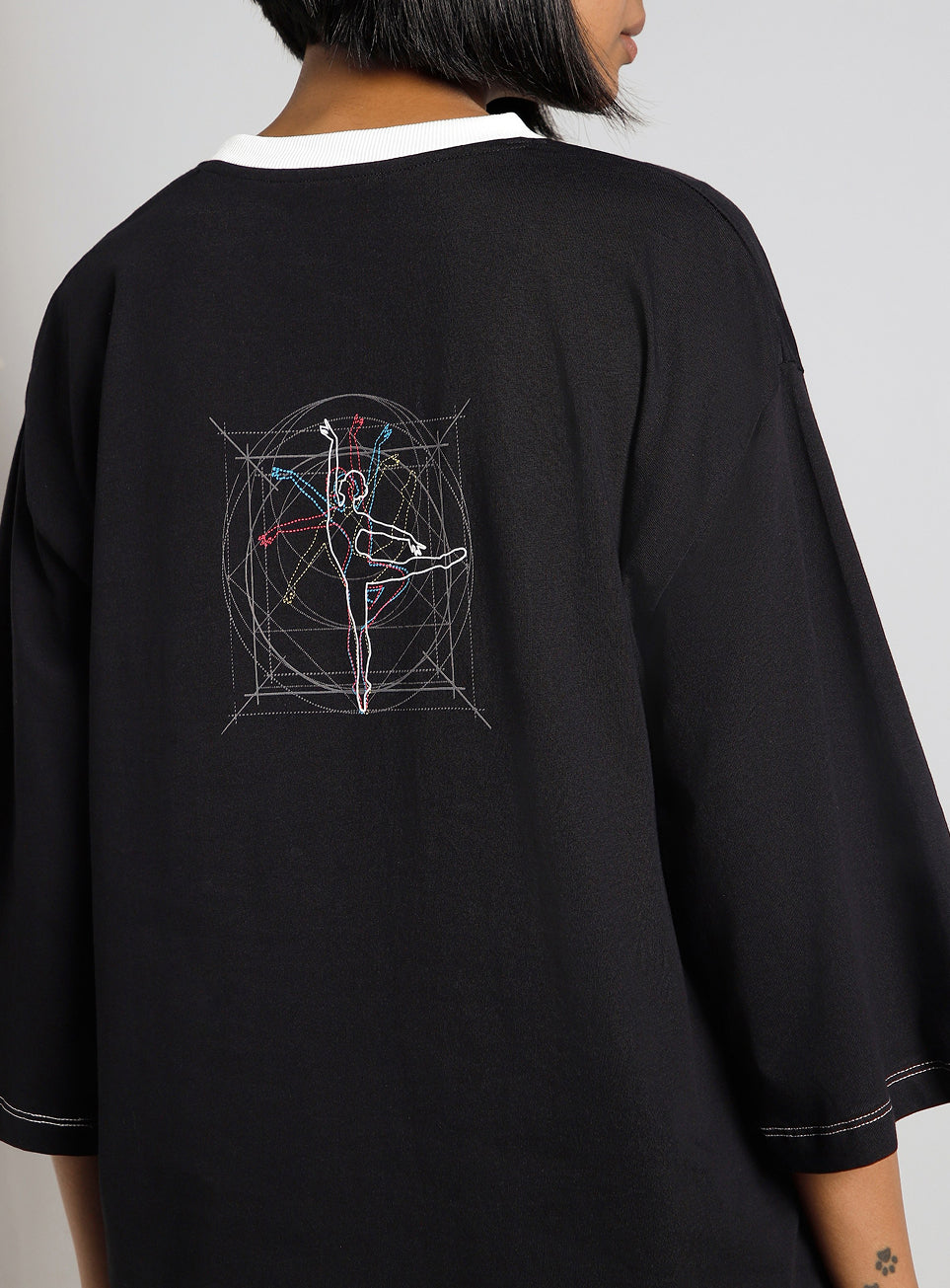Women's Black Transition Graphic Oversized T-shirt