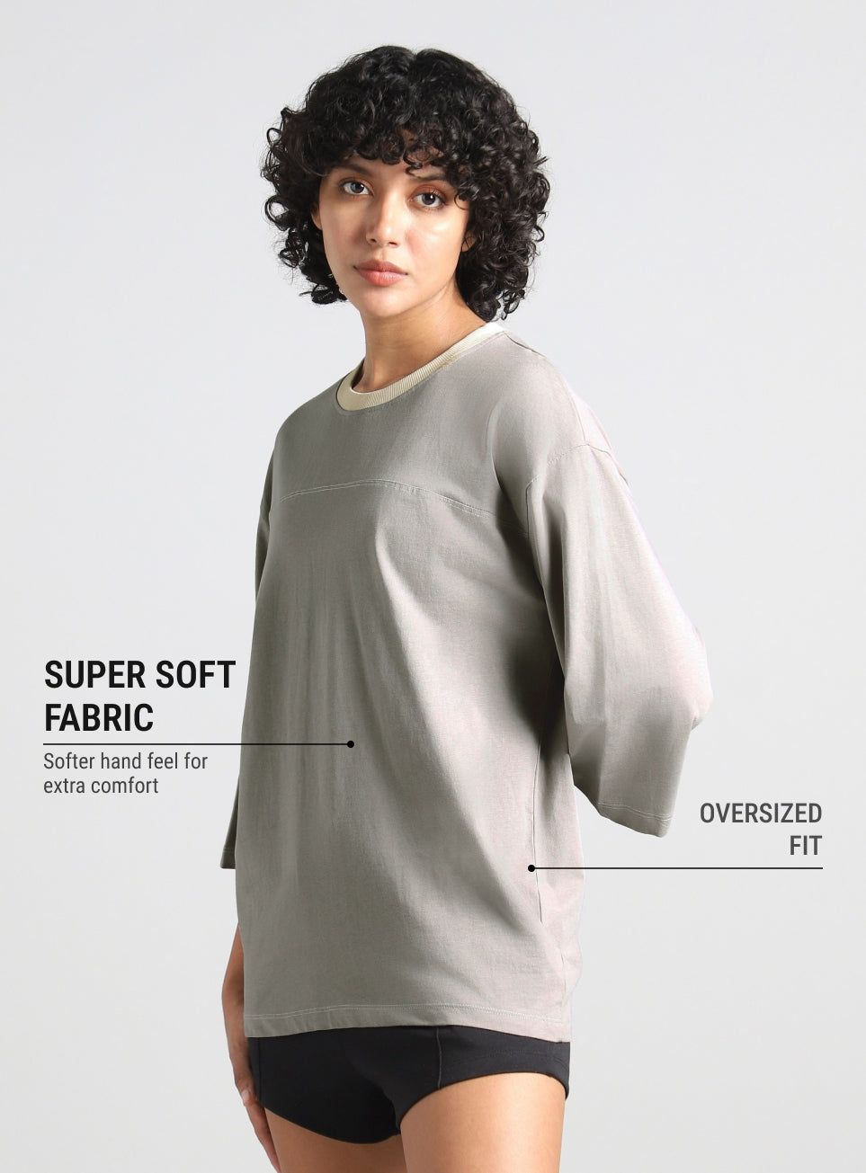 Women's Grey Transition Graphic Oversized T-shirt