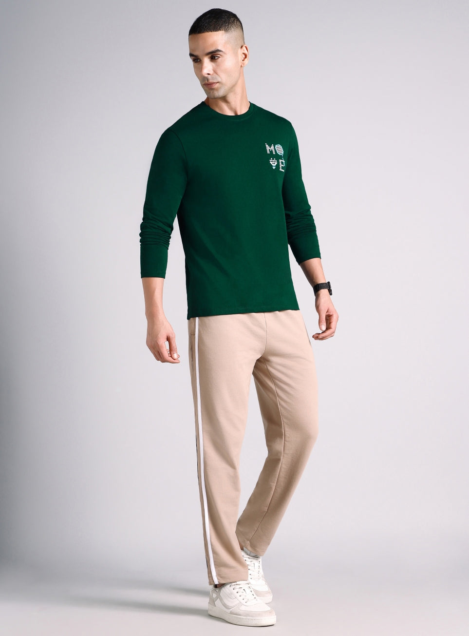 Men's Sea Green Courtside Print Full Sleeve T-shirt
