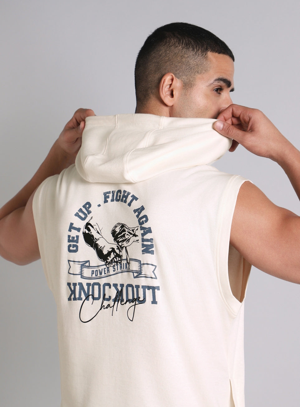 Men's White Fight Combat Hoodie Tank