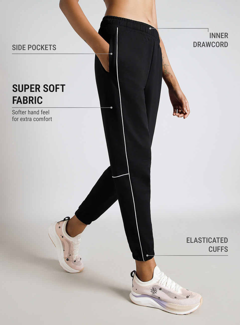 Women's Black Panel Highlight Joggers