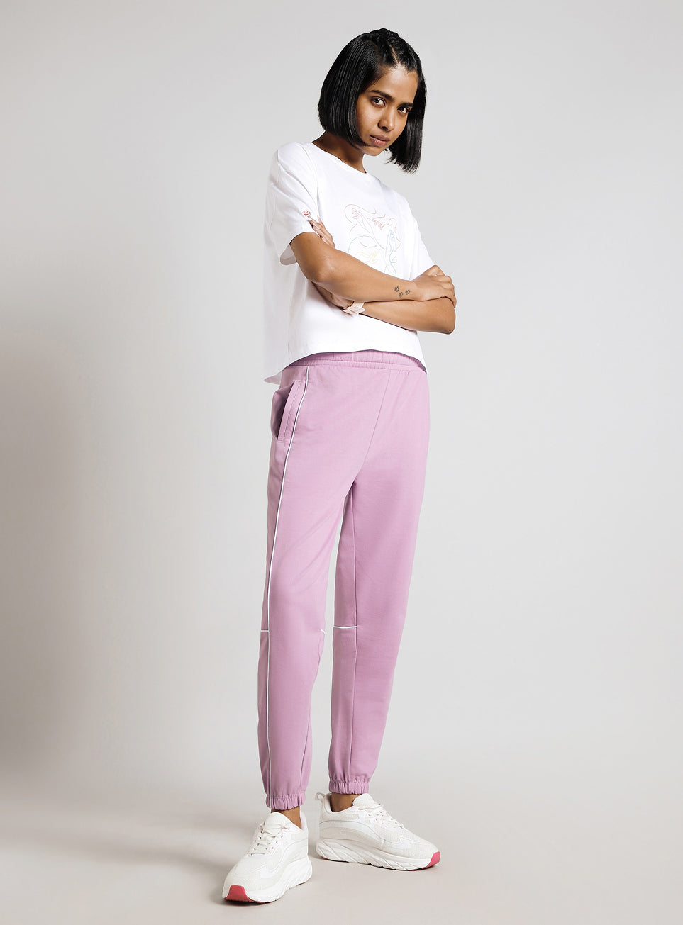 Women's Pink Panel Highlight Joggers