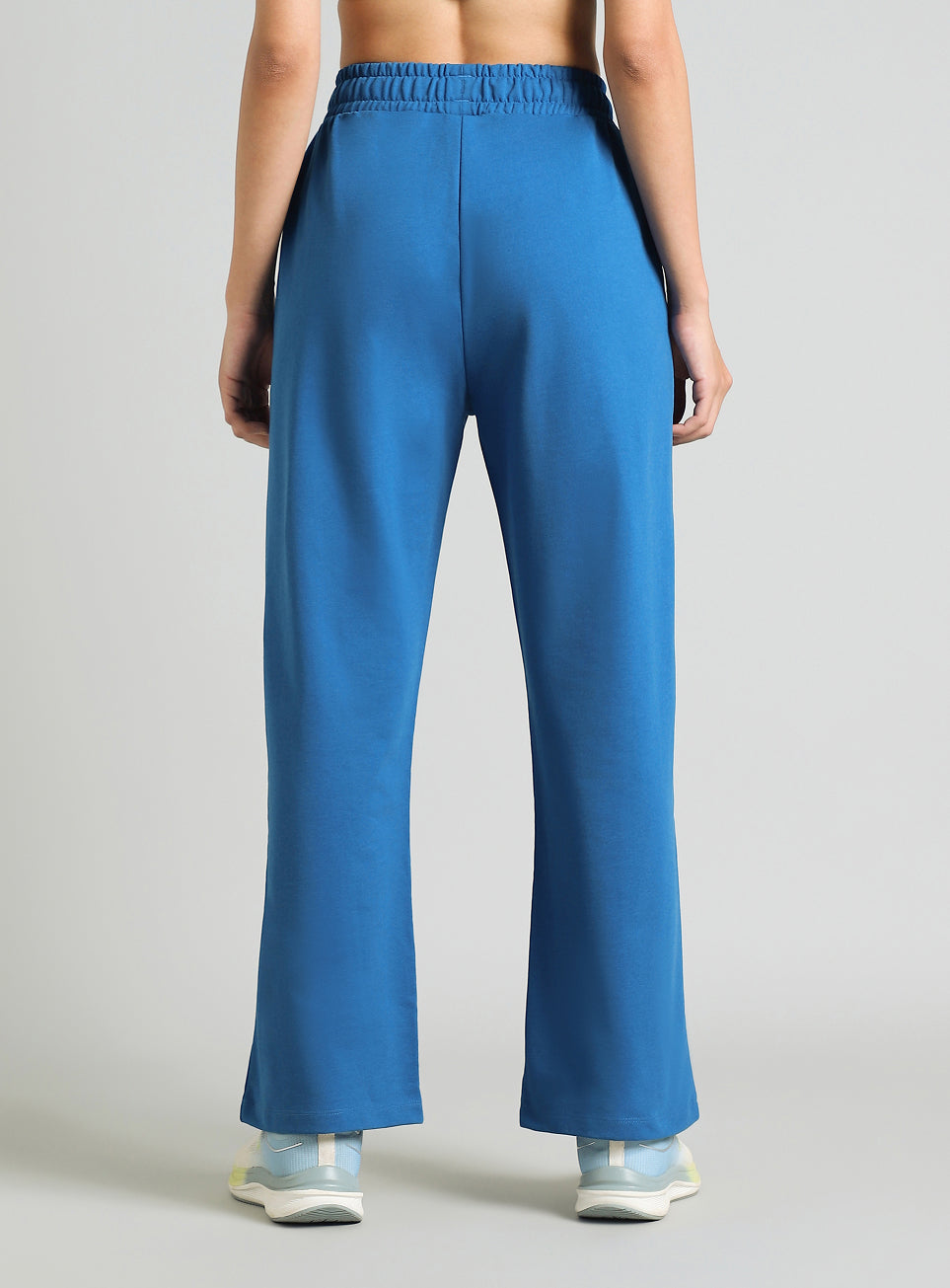 Women's Blue Contrast Edge Straight Fit Trackpants