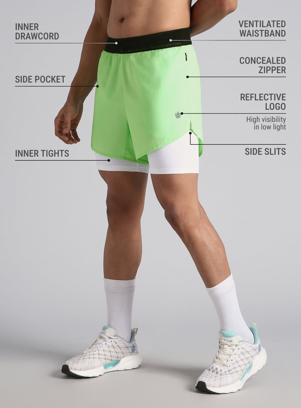 Men's Lime Run the Mile CULT ZERO Shorts