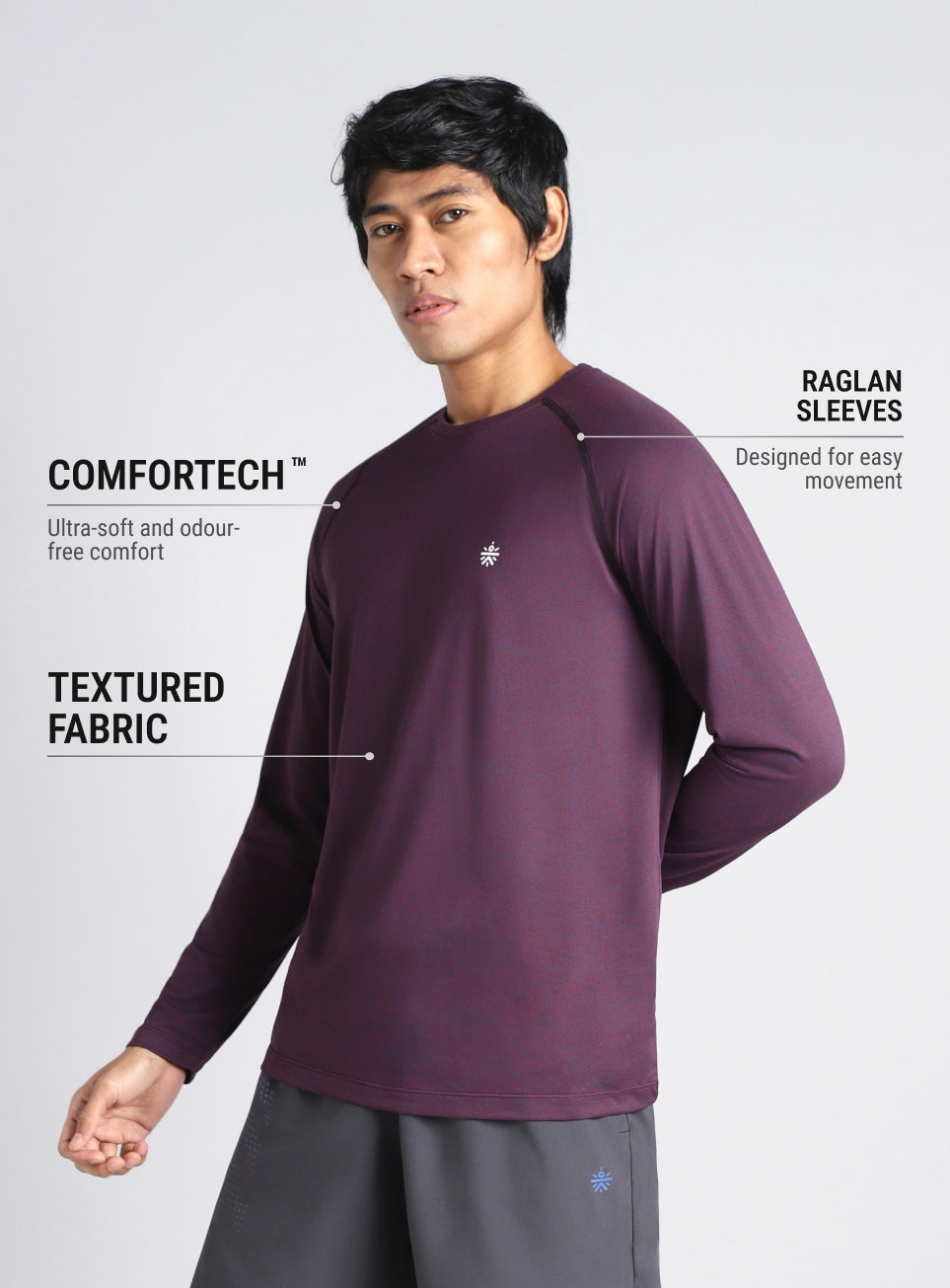 Men's Purple Active Day COMFORtech Full Sleeve T-shirt