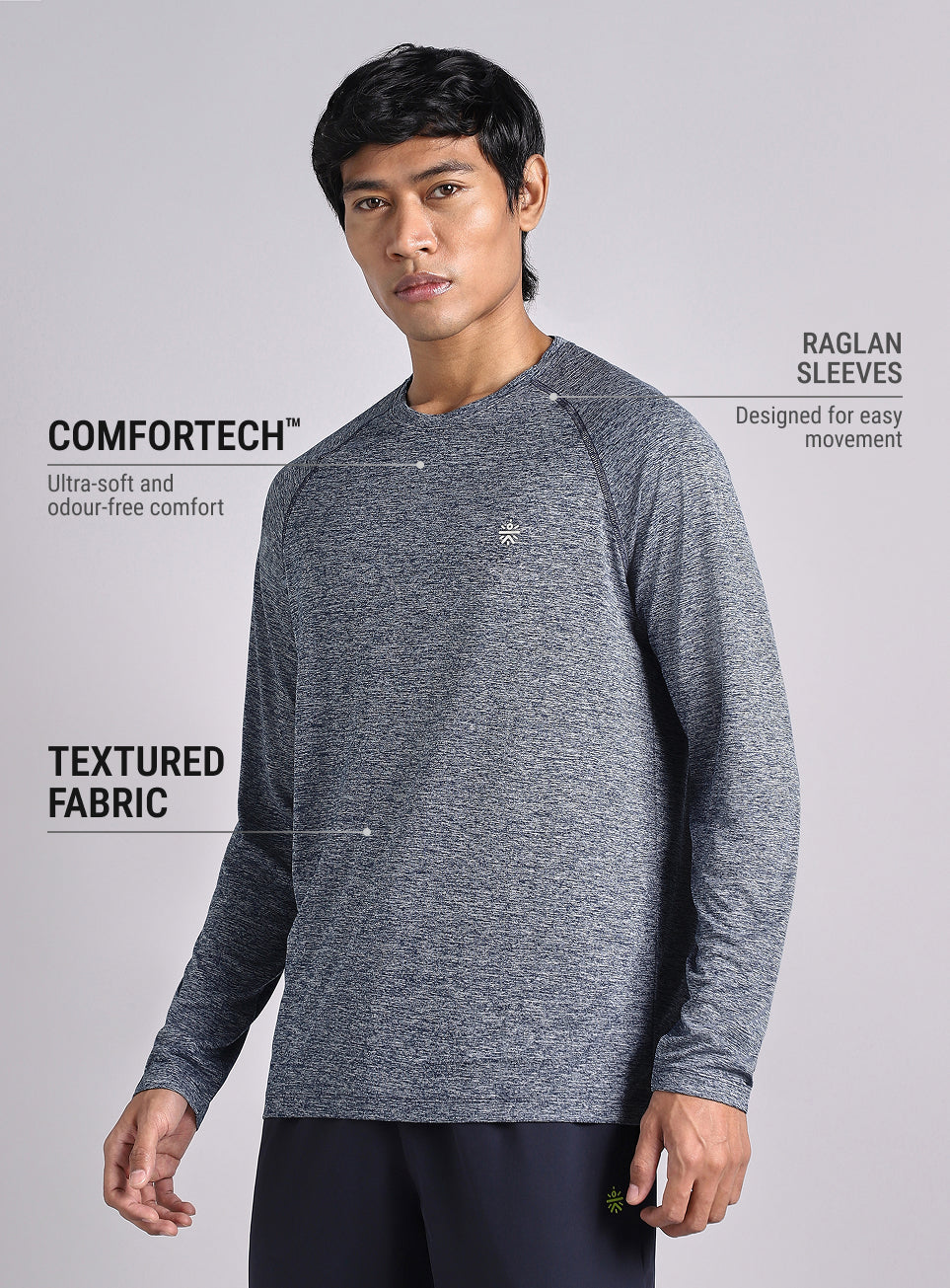 Men's Navy Active Day COMFORtech Full Sleeve T-Shirt
